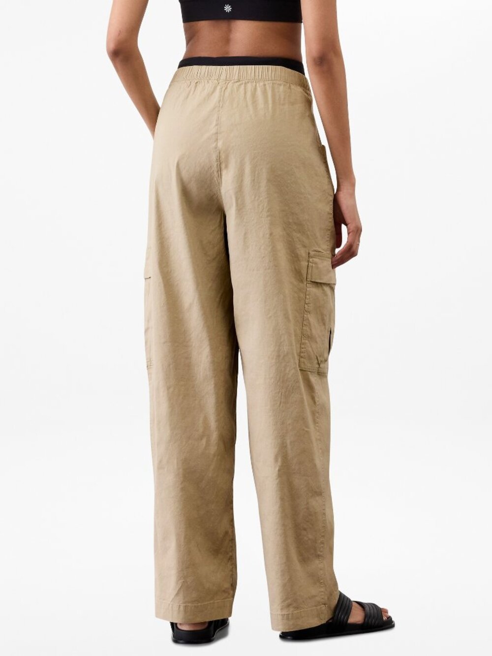 NEW Athleta Flax Tan Paradise Straight Leg Cargo Pants Drawstring Waist - Picture 3 of 12